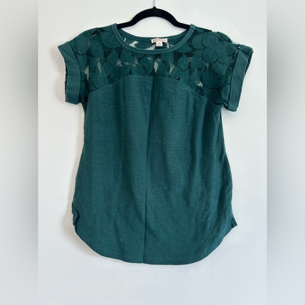 Merona Lace Cotton Green Top